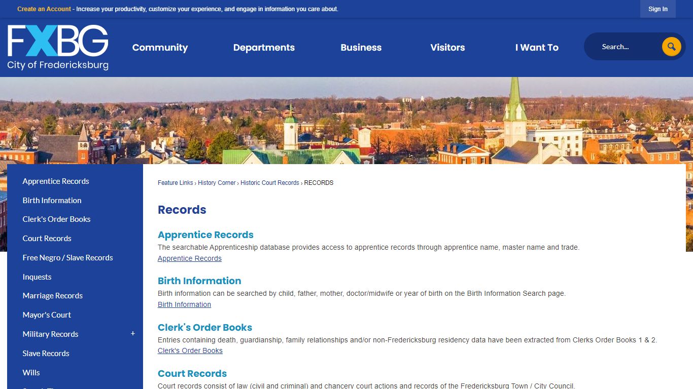 Records | Fredericksburg, VA - Official Website