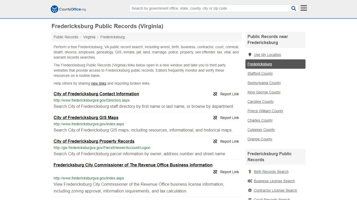 Public Records - Fredericksburg, VA (Business, Criminal, GIS, Property ...