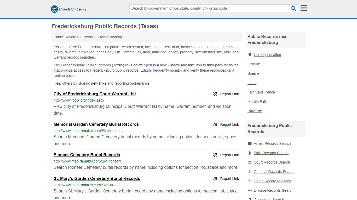 Public Records - Fredericksburg, TX (Business, Criminal, GIS, Property ...